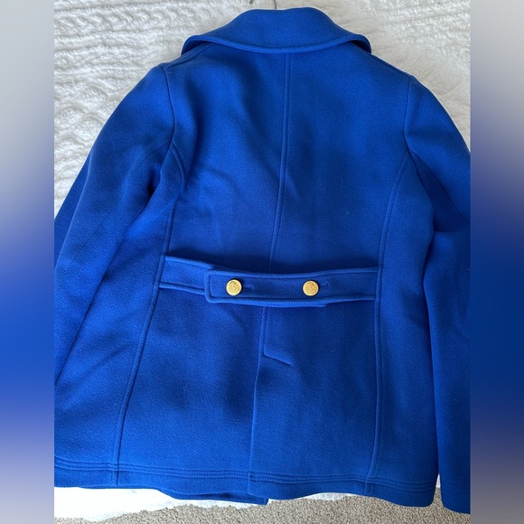 J. Crew Stadium Cloth by Nello Gori Royal Blue Wool Double Breasted Peacoat - Picture 7 of 9